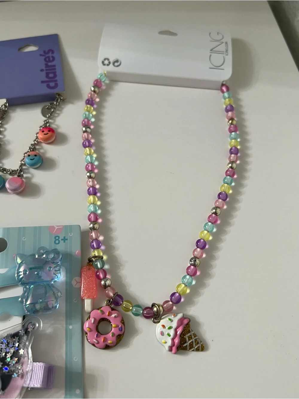 Icing Pastel Bead Necklace with Donut & Ice Cream Charms